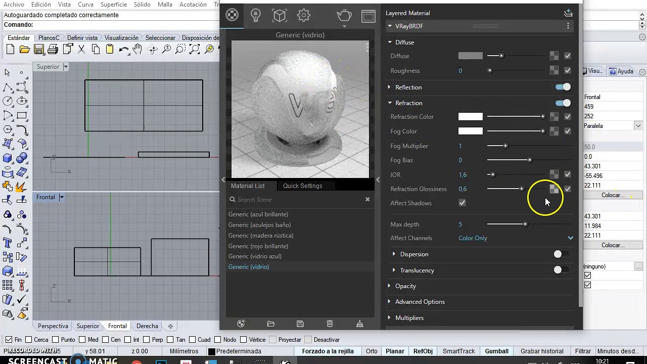 Rhino Vray Material Generic03 Vidrio Youtube