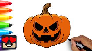 How To Draw Halloween Pumpkin | Beginner Drawing Lesson