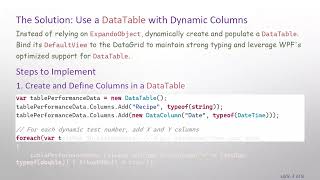 Full Improving WPF DataGrid Performance with Dynamic Columns Using DataTable Instead of ExpandoObject Guide