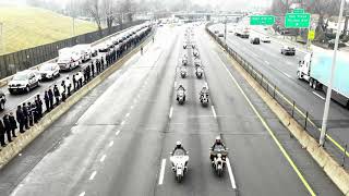 NYPD Detective Jason Rivera funeral procession north on I-87 at Hall Place. Rest in Peace.