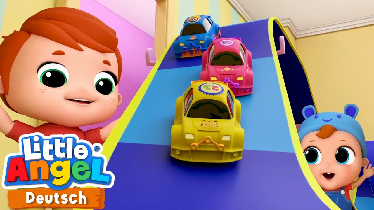 Die Autorennbahn | Kinderlieder mit Klein Joni | Little Angel Deutsch