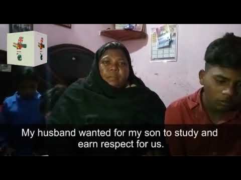 Wife of deceased sewage worker seeks help for sons education