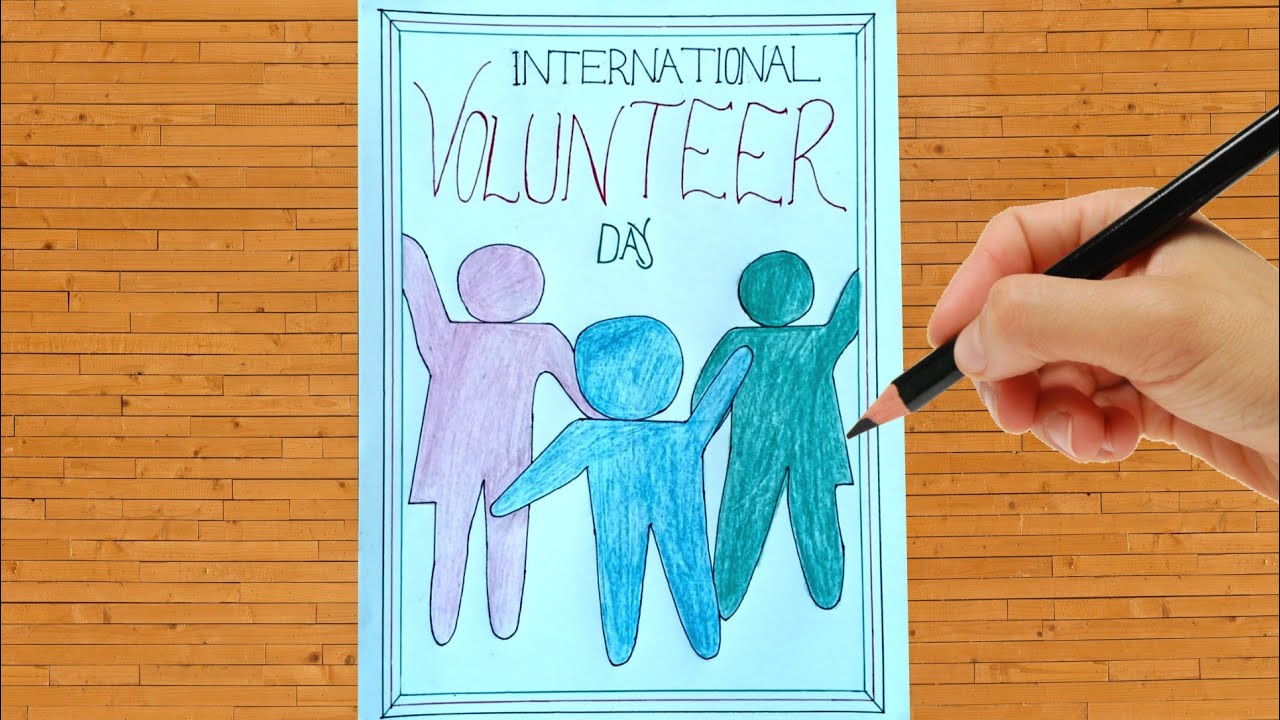 International Volunteers Day Posters Drawing ||  World Volunteers Day Drawing || Volunteers Day Art