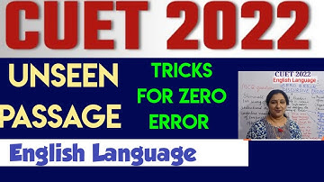 Cuet 2022 English language Reading Comprehension