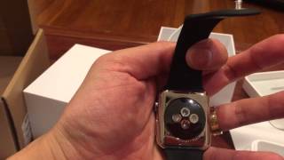 unboxing apple watch 42mm stainless steel case with black spot band