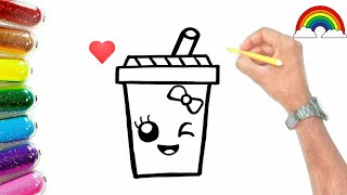 How to draw a cold drink | Easy cute drawing for kids | painting | Art | Easy drawing | coloring