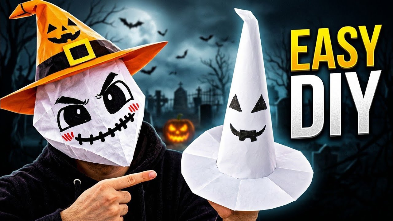 How to Make a Paper Witch Hat for Halloween | Easy Paper Craft DIY ...