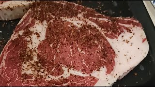 marinate beef steak from contis and slice chicken  like inasal