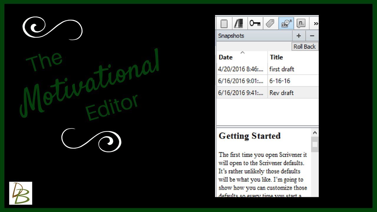 Scrivener Snapshots, how to create them