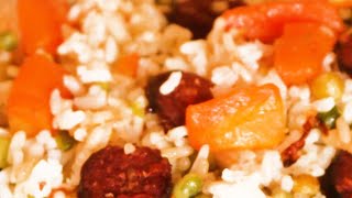 How to make Sausage fried Rice recipe | Iga gutegura umuceli urimo sosiso wibereye mu rugo.