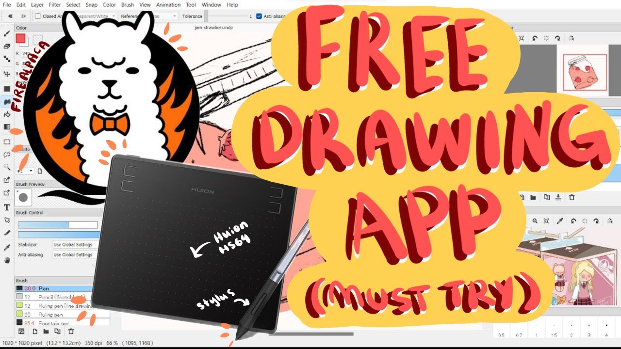 TRYING OUT FIRE ALPACA IN 2023 FREE DRAWING APP FOR WINDOWS (brushes ...