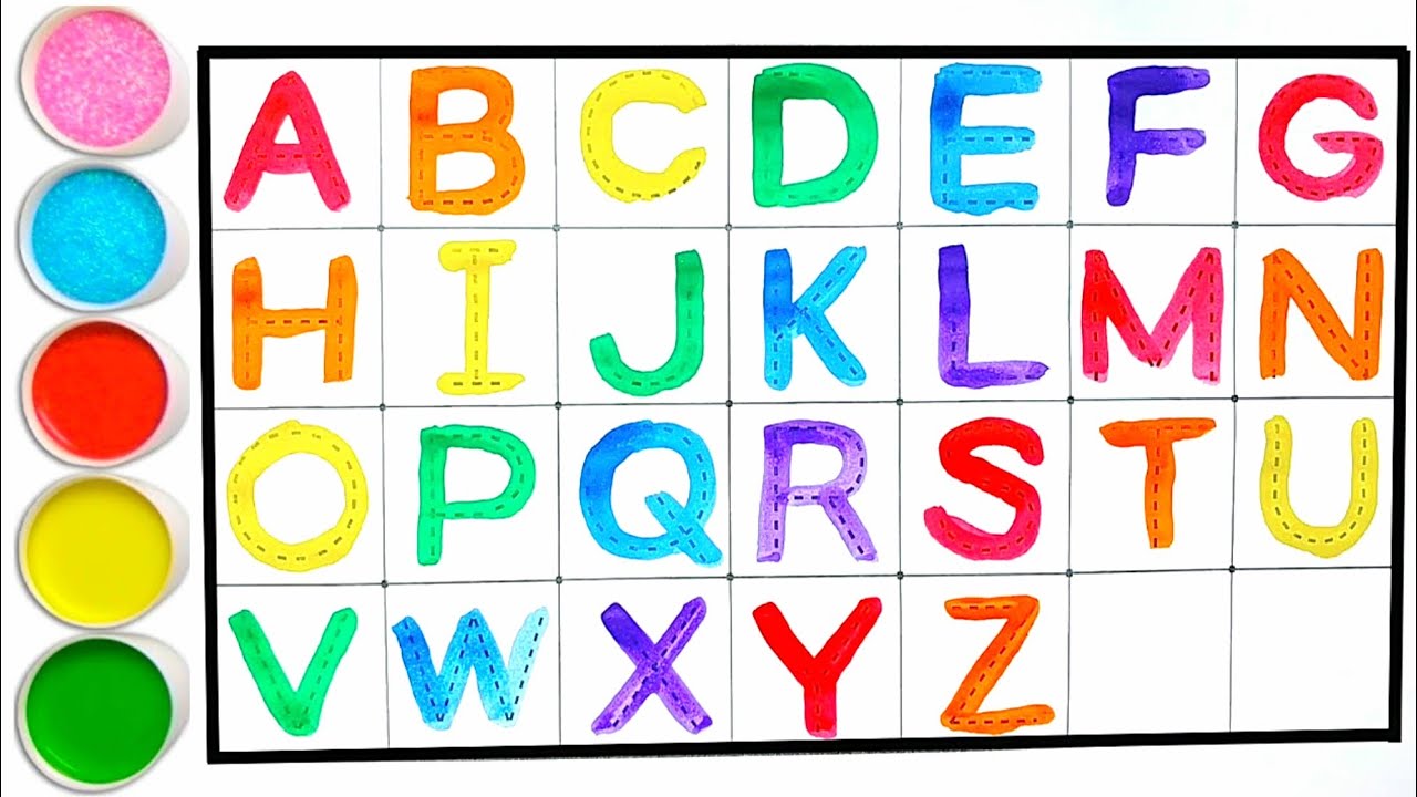 ABCD Drawing and Coloring | phonics song | abcd |a for apple b for ball ...