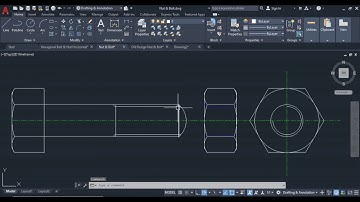 Engineering drawing || Hexagonal nut drawing || Hexagonal nut and Bolt ||