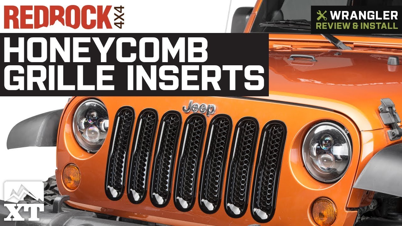 Jeep Wrangler JK RedRock 4x4 Honeycomb Grille Inserts - Black (2007-2018)  Review & Install - YouTube