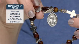 60363_GENUINE GEMSTONE ST JOSEPH MEN'S ROSARY BRACELET