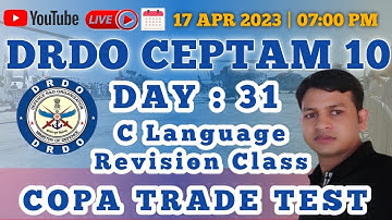 DRDO COPA Skill Test | C Language Revision Class  | Day  31