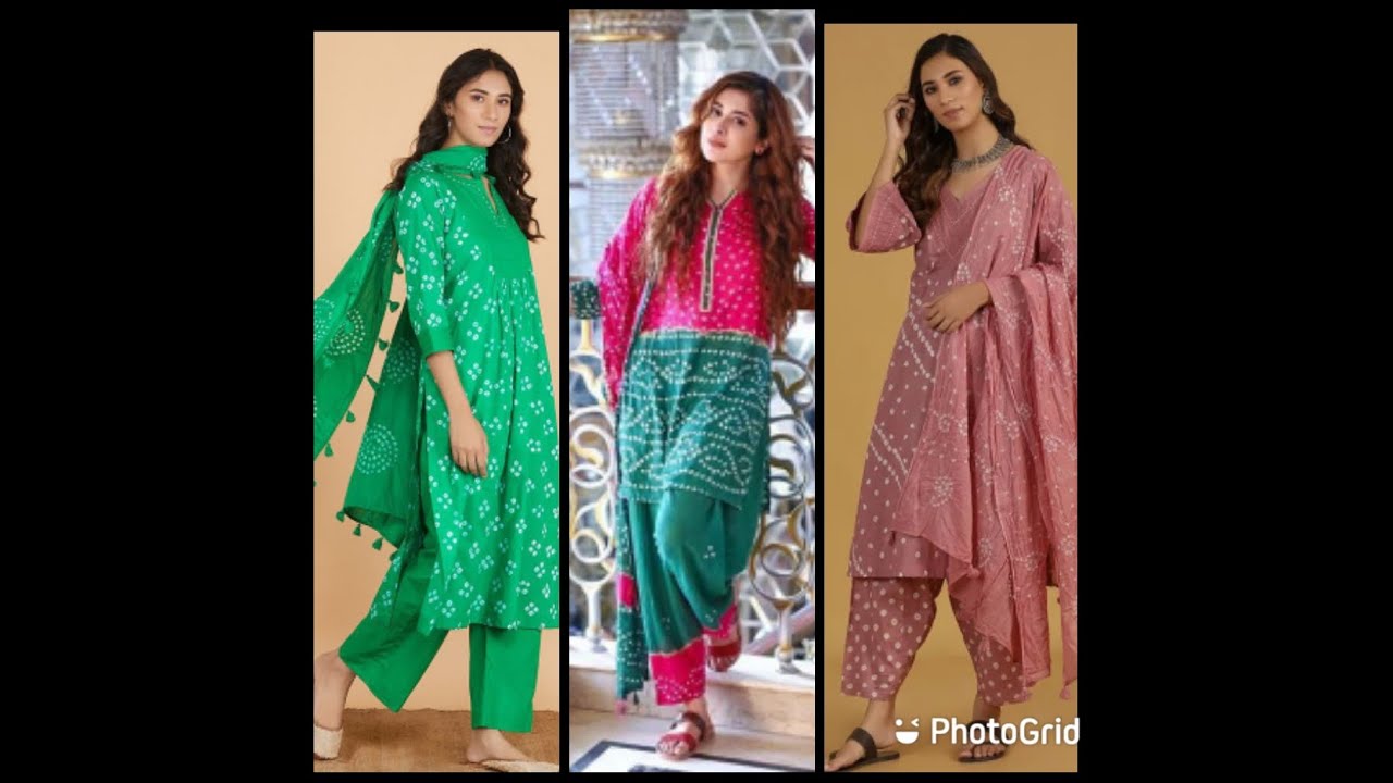 Flossy Women's Cotton Bandhani Dress Material (Ganga Green Colour)