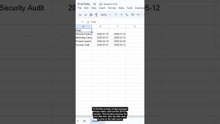 DAYS Function in Google Sheets — Formula #44 of 500 #Shorts