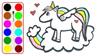 Cute Unicorn and Piano game Super Coloring pages | Drawing and learn colors for kids, children screenshot 4