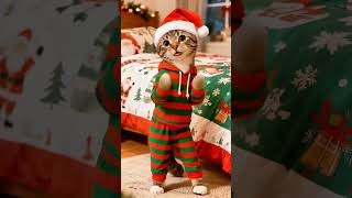 Cute Cat Dances in Christmas Costume 🌟Tips for Dressing Your Cat Up✨Merry Christmas🎀#catshorts