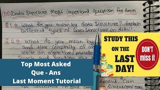 Most Important Data Structure Question and Answers for exam - One day Revise | Last Moment Tutorials screenshot 1