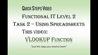 Quick Steps - VLOOKUP - ICT FS Edexcel Level 2