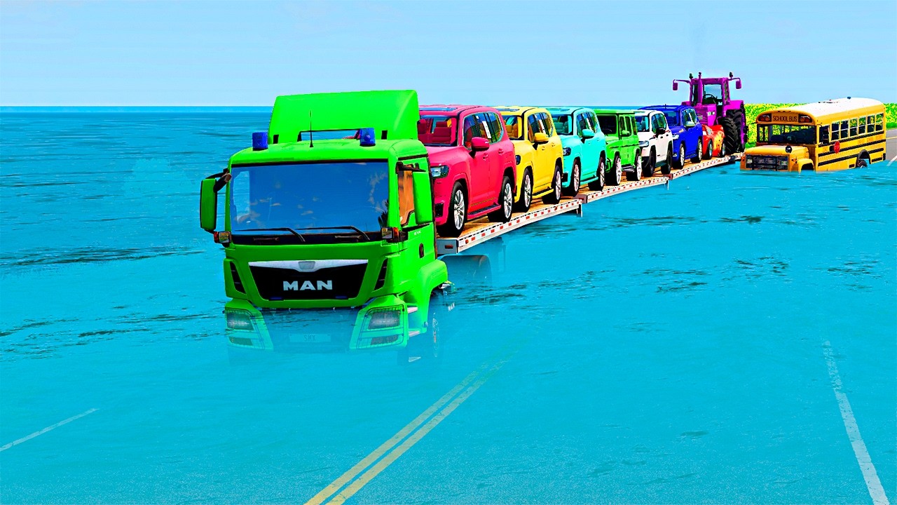 YouTube पर Triple Flatbed Trailer McQueen Transportation with Truck - Speedbumps vs Cars vs Train - BeamNG #38 देखें YouTube पर Triple Flatbed Trailer McQueen Transportation with Truck - Speedbumps vs Cars vs Train - BeamNG #38 देखें