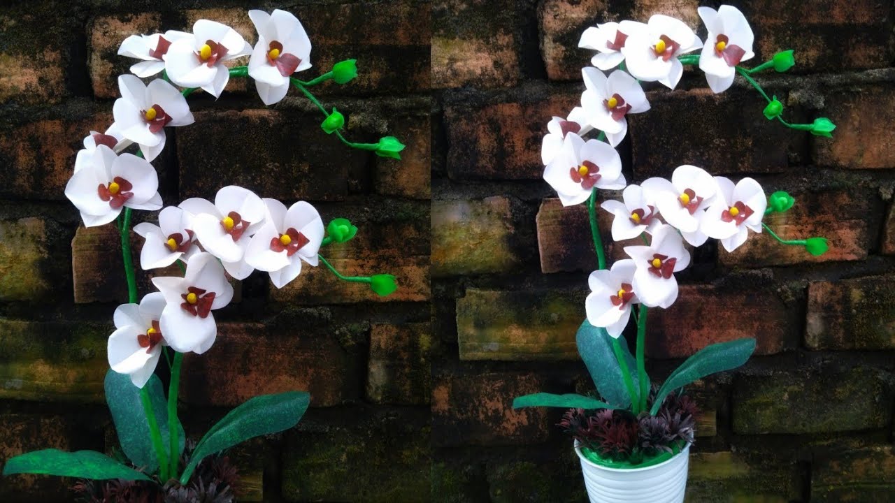 Cara Mudah Membuat Bunga Anggrek Dari Plastik Kresek // Bunga Anggrek Kresek hiasan Meja