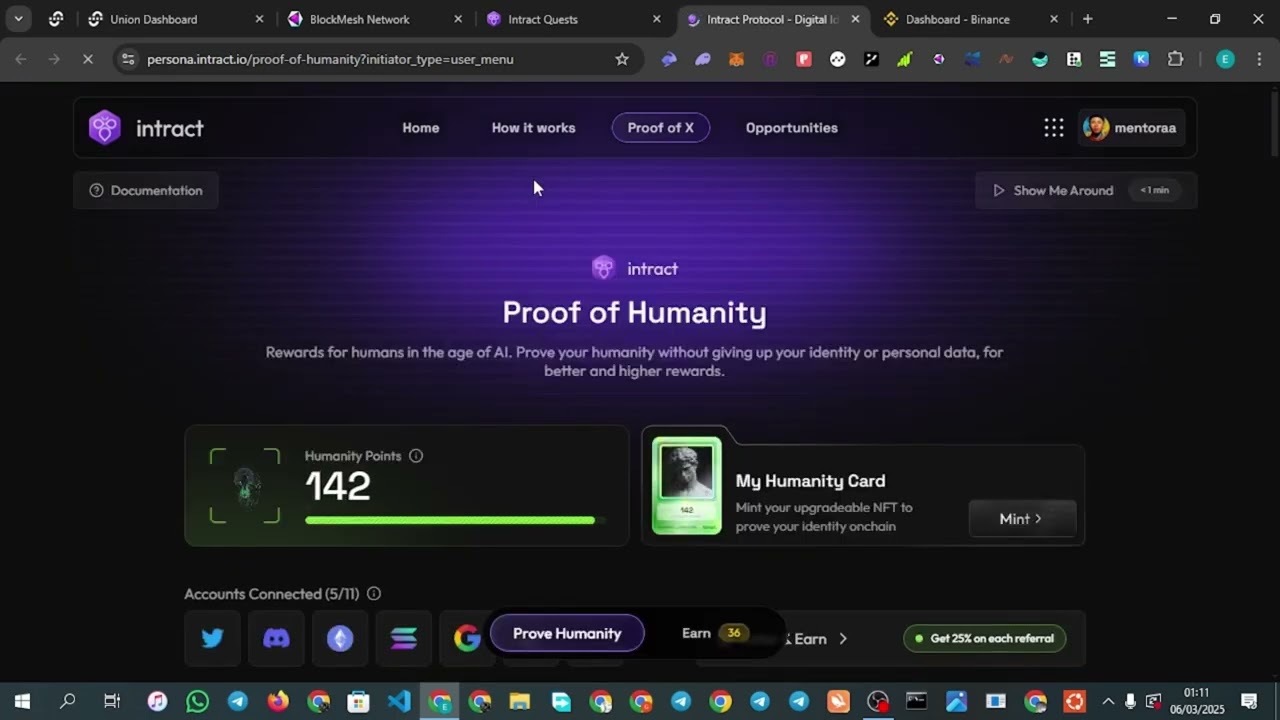 How to do blockmesh intract proof of humanity step by step