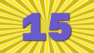 15 seconds Silent Countdown Timer | Bold Blue Font on Yellow Radial Background | No Music, No Sounds