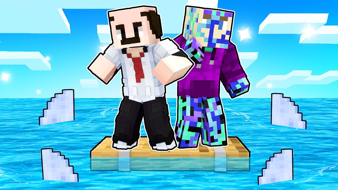 LOCKED on ONE RAFT with My TEACHER in Minecraft!