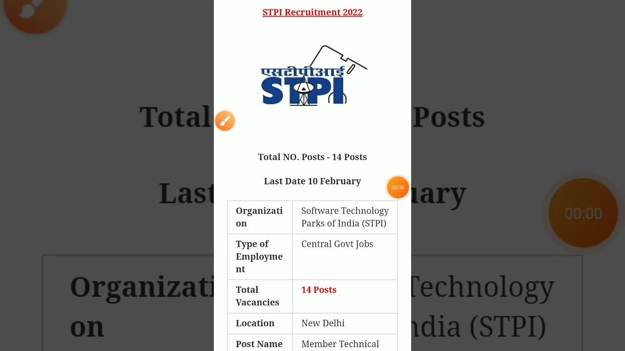 14 Posts - Software Technology Parks of India - STPI Recruitment 2022 - Last Date 10 February