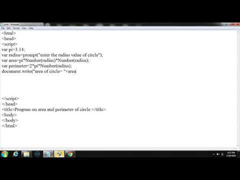 Area and perimeter of circle program in java script by SUNIL SIR
