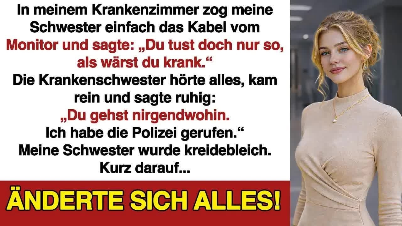 Im Krankenzimmer zog meine Schwester den Stecker und sagte： „Du spielst krank “ Dann …