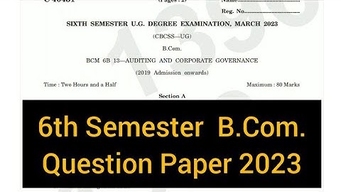 AUDITING AND CORPORATE GOVERNANCE         |        6th Sem  B.Com.   Question Paper  2023  #calicut