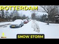 Breathtaking Rotterdam Winter Walk | Gorgeous Snow Storm in Stunning 4K!