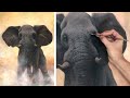 Cómo pintar un Elefante - Acrílico sobre tala (PROCESO)