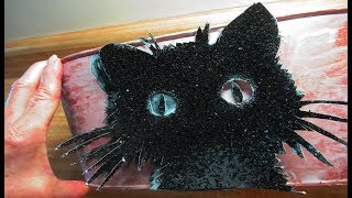 DIY 3D Decoupage a black cat halloween bucket!