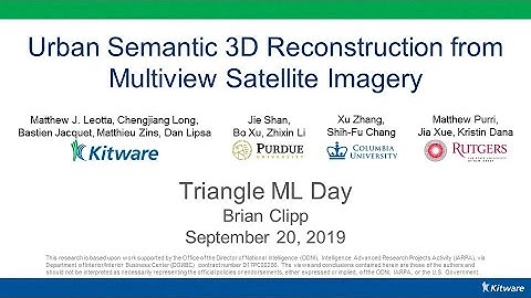 20 September 2019,  2019 Triangle Machine Learning: Developing Urban Semantic 3D Reconstruction,...
