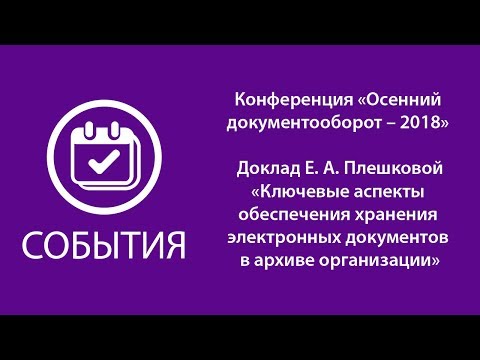 Доклад Е.А. Плешковой о ключевых аспектах обеспечения хранения электронных документов в архиве