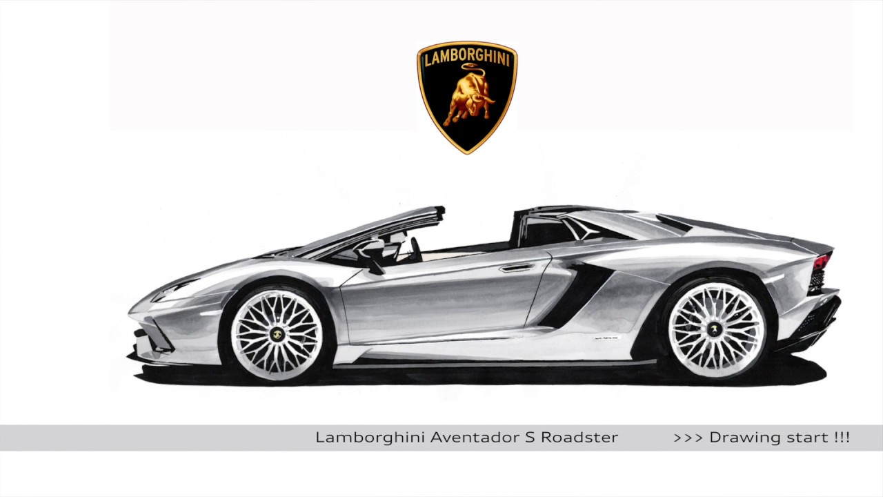 車絵 Car Drawing Lamborghini Aventador S Roadster Drawing 車 イラスト Youtube
