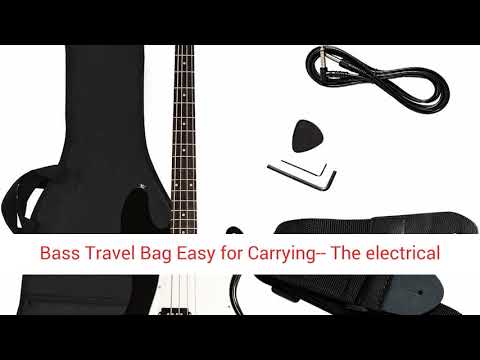 electric-bass-guitar-complete-size-4-string-with-strap,-guitar-bag,-amp-and-also-cable