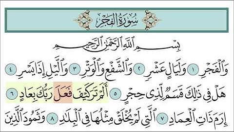 سورة الفجر من الآيه 1 إلى الآيه 10 للقارئ خليفه الطنيجي