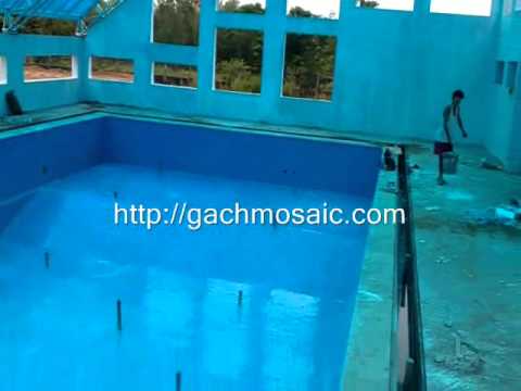 Gạch mosaic thủy tinh ốp lát hồ bơi