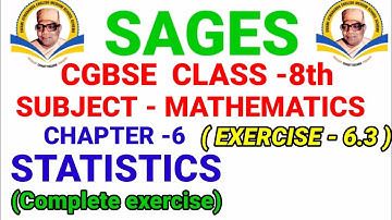 cg board class 8th maths chapter 6 exercise 6.3 / sages 8th maths chapter 6 exercise 6.3/ statistics