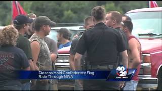Confederate flag rally winds through NWA