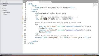 38. Uso en JS y HTML del Document Object Model o DOM
