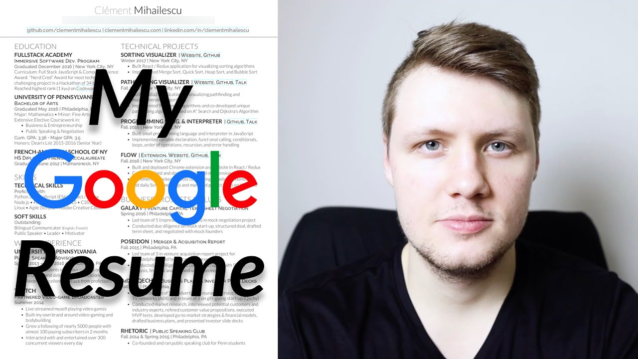 The Resume That Got Me Into Google (software engineer resume tips)