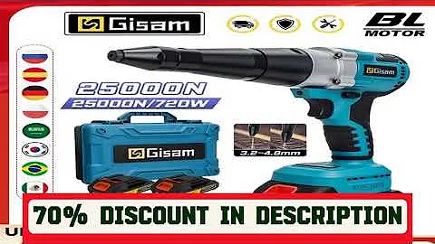 A must-have product! Gisam 25000N Brushless Electric Rivet Gun Cordless Rivet Nut Gun Drill Insert