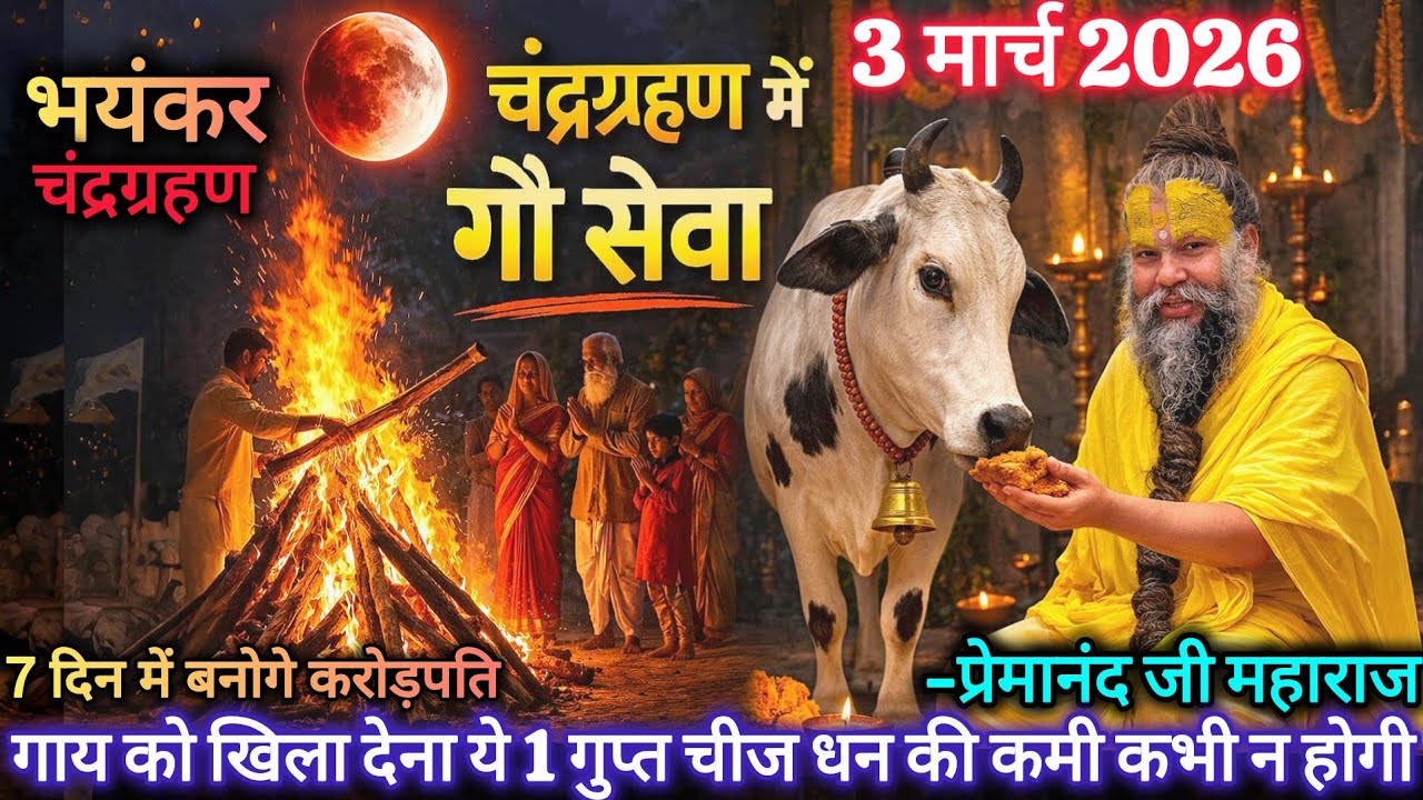चंद्रग्रहण में गाय को खिलाओ ये 1 चीज | 3 मार्च 2026 भयंकर चंद्रग्रहण | प्रेमानंद जी महाराज